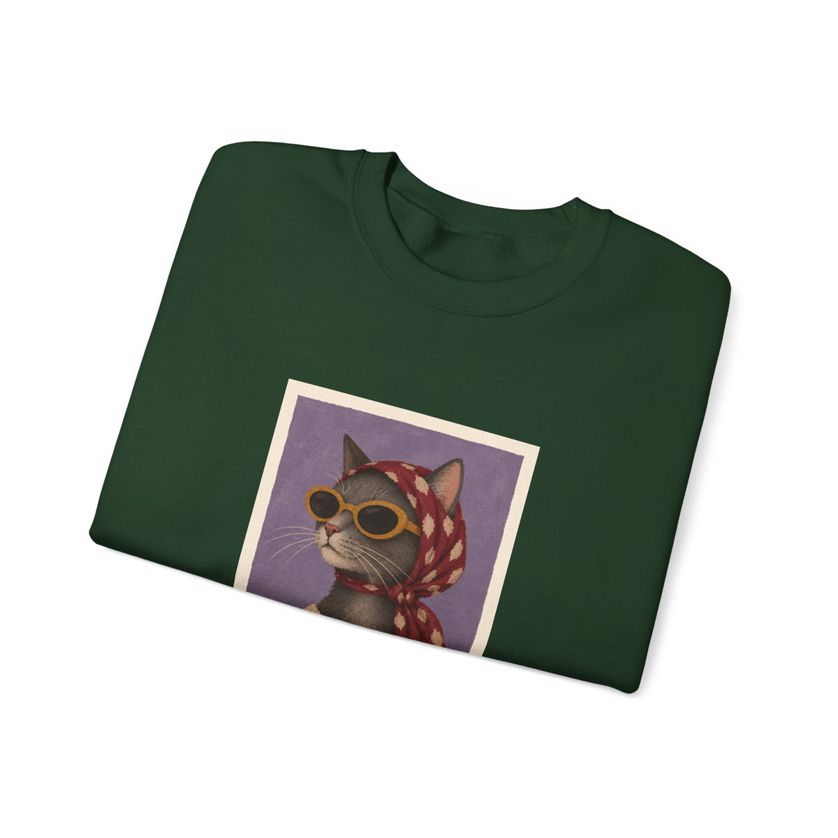 Retro Sunglasses and Headscarf Cat Sweatshirt