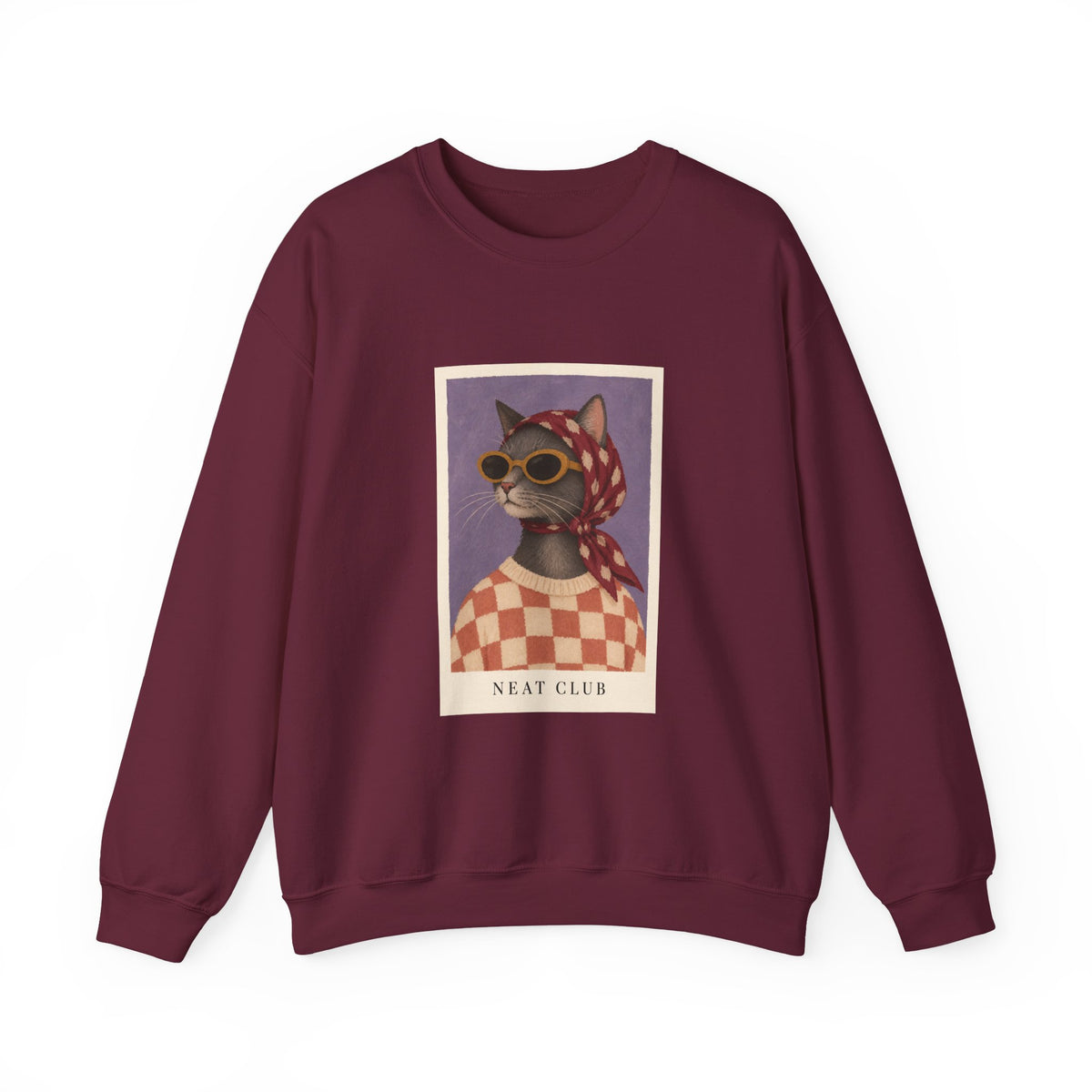 Retro Sunglasses and Headscarf Cat Sweatshirt