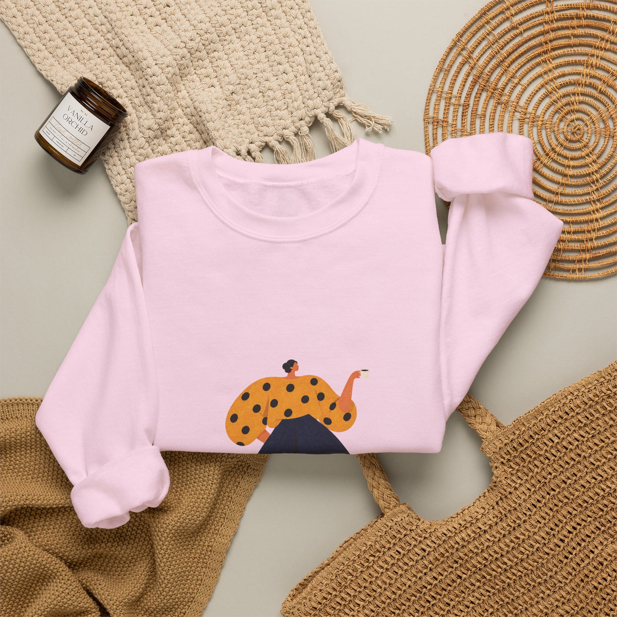 Woman in Yellow Polka Dot Blouse