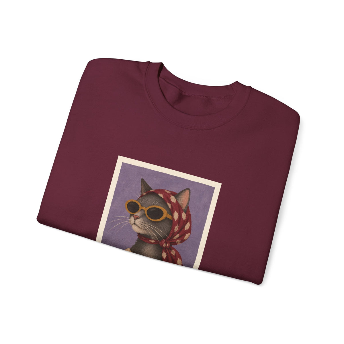 Retro Sunglasses and Headscarf Cat Sweatshirt