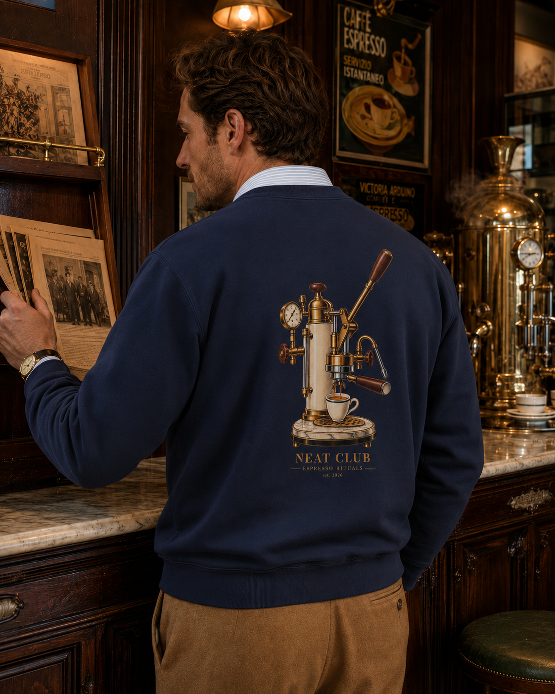 Espresso Rituals Navy Graphic Sweatshirt