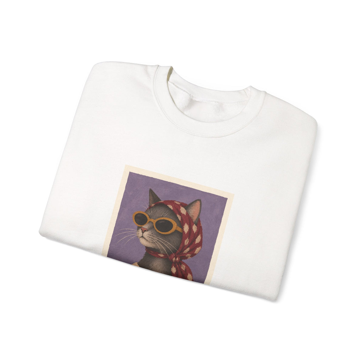 Retro Sunglasses and Headscarf Cat Sweatshirt