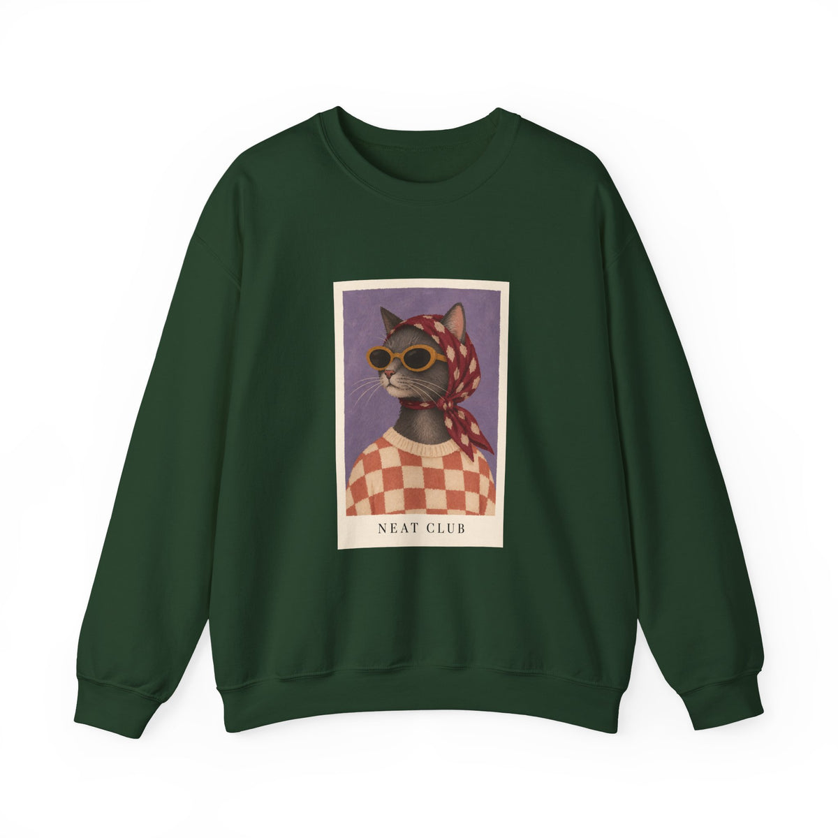 Retro Sunglasses and Headscarf Cat Sweatshirt
