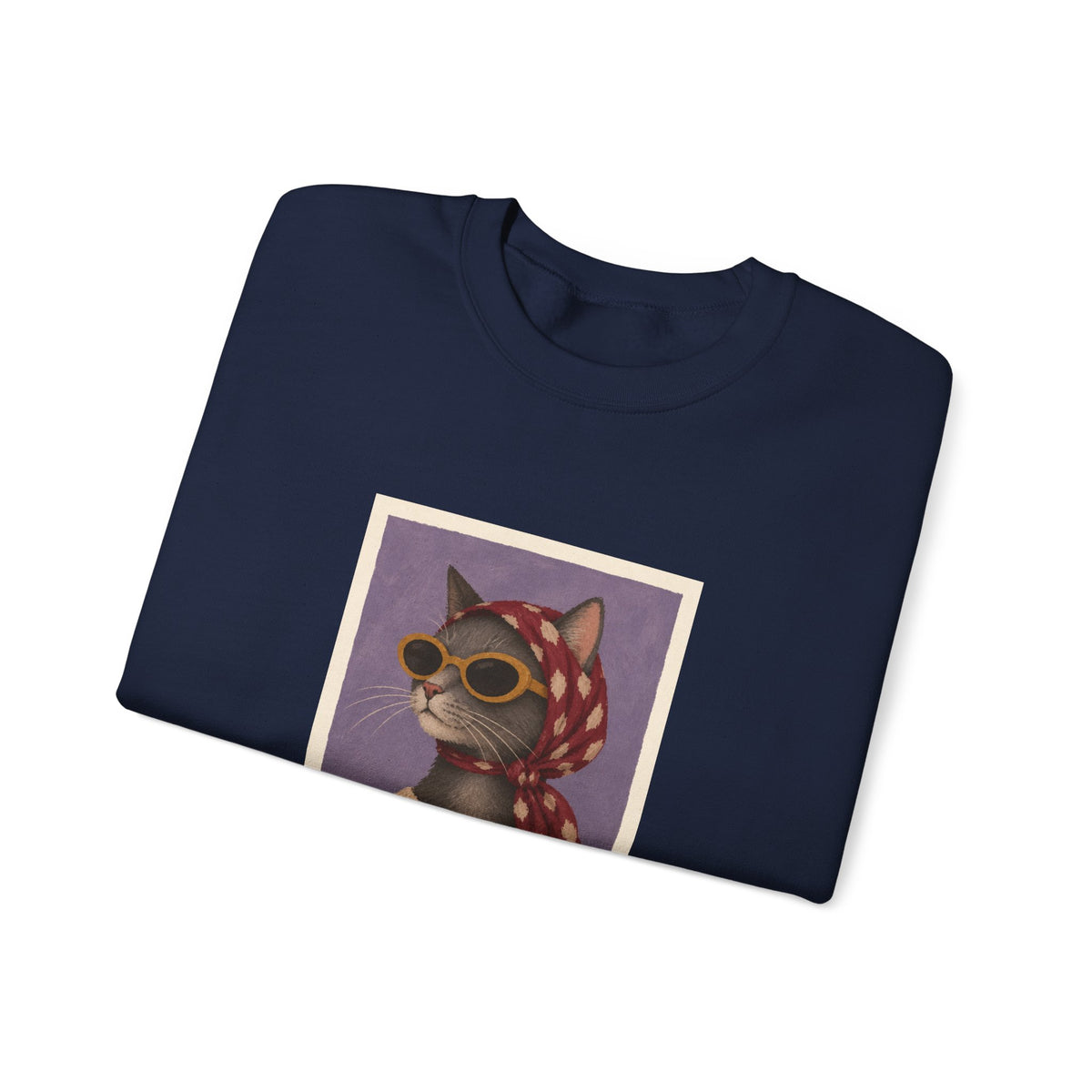 Retro Sunglasses and Headscarf Cat Sweatshirt